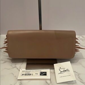 Christian Louboutin Beige Leather Marquise Spiked Clutch
